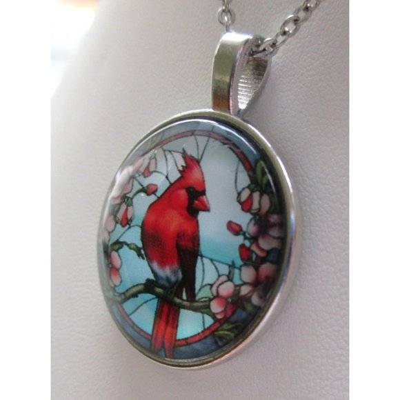 New Cardinal Pendant Necklace Stainless Chain Bird Lover Watcher Jewelry - Picture 2 of 8